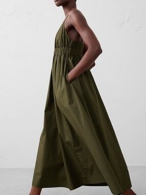 BANANA REPUBLIC Olive Green Empire Waist Midi Dress